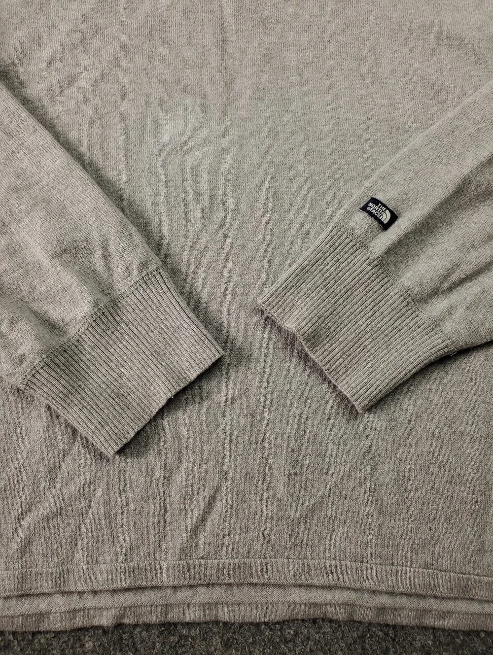 The North Face Wool Cotton Sweater Mens XL Quarter Zip Pullover Light Gray Knit
